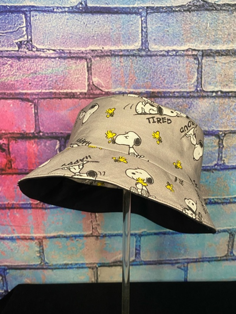 Snoopy Mood Swings Gray Reversible Bucket Hat